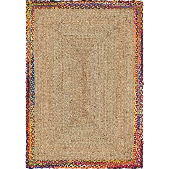 Jaipur Art And Craft Natural Fiber Brown Jute Cotton Border Handmade 10x10 Square feet (300x300 cm) Square Area Rug