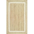 thumbnail image 1 of Jaipur Art And Craft Natural Fiber Brown White Cotton Border Handmade 6x9 Square feet (180x270 cm) Rectangular Area Rug, 1 of 4