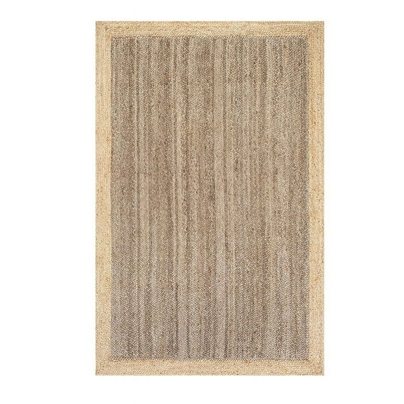 Jaipur Art And Craft Natural Fiber Dark Brown Border Handmade 3x6 Square feet (90x180 cm) Rectangular Area Rug
