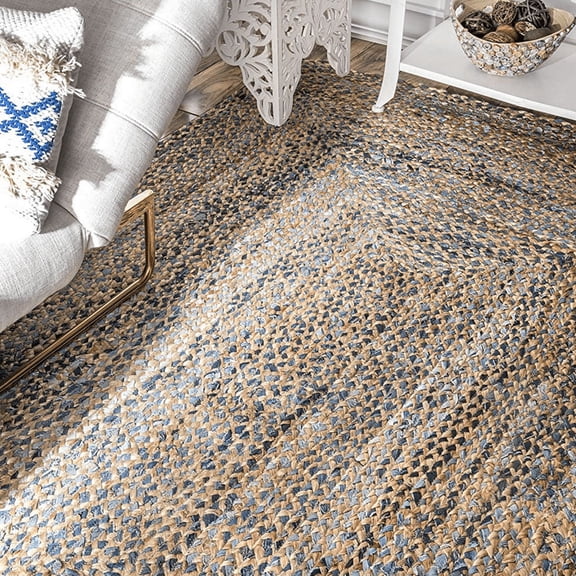 Jaipur Art And Craft Natural Fiber Denim Cotton, Jute Rectangle Area Rug for Indoor (2x3 Sq ft)