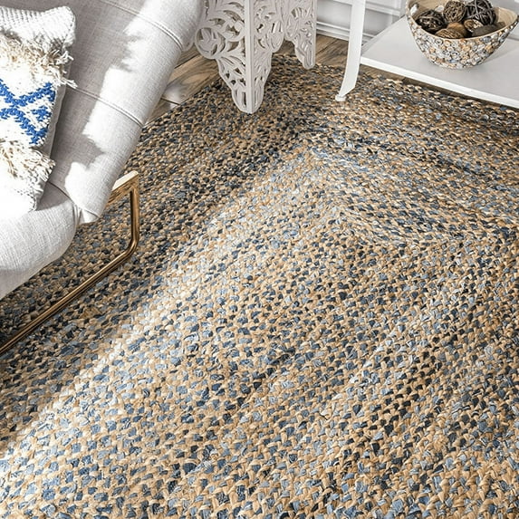 Jaipur Art And Craft Natural Fiber Denim Cotton, Jute Rectangle Area Rug for Indoor (4x6 Sq ft)