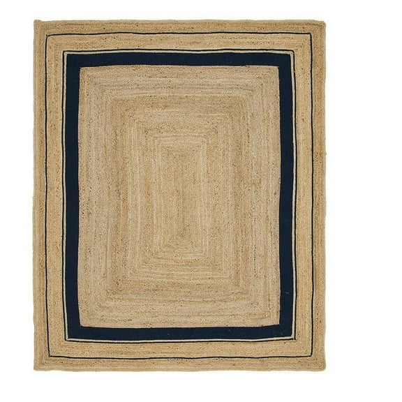 Jaipur Art And Craft Natural Fiber Jute Brown Black Border Handmade 5x5 Square feet (150x150 cm) Square Area Rug