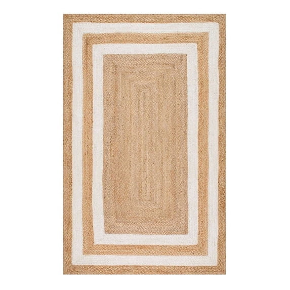 Jaipur Art And Craft Natural Fiber Jute Brown White Border Handmade 3x5 Square Feet(90x150 CM) Runner Area Rug