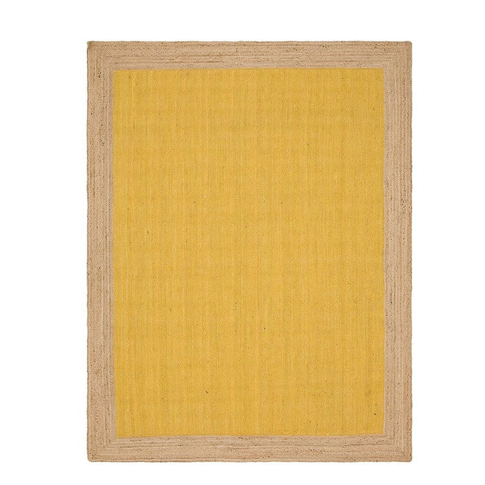 Jaipur Art And Craft Natural Fiber Yellow Jute Brown Border Handmade 6x6 Square feet (180x180 cm) Square Area Rug
