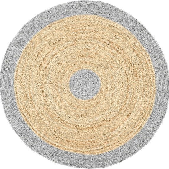 Jaipur Art And Craft Natural Jute Braided Style Round Reversible Carpet Modern Living Area Rug (6x6 Sq Ft)