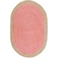 thumbnail image 1 of Jaipur Art And Craft Pink with Beige Border Handmade Oval Shape Braided Reversible Jute Area Rug Rug Size - (7x9 Sq Feet), (84x108 Inches), (210x270 CM), 1 of 5