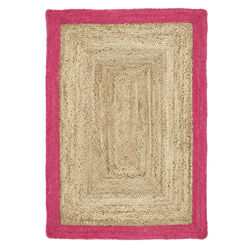 Jaipur Art And Craft Pink Beige Border Jute Area Rug Rectangle Hand ...