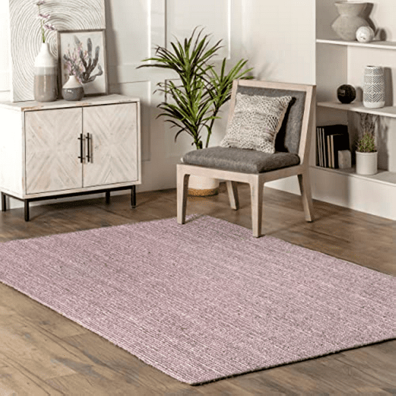 Jaipur Art And Craft Purple Jute Area Rug Rectangle Braided Reversible Indoor Carpet (3x6 Sq ft)