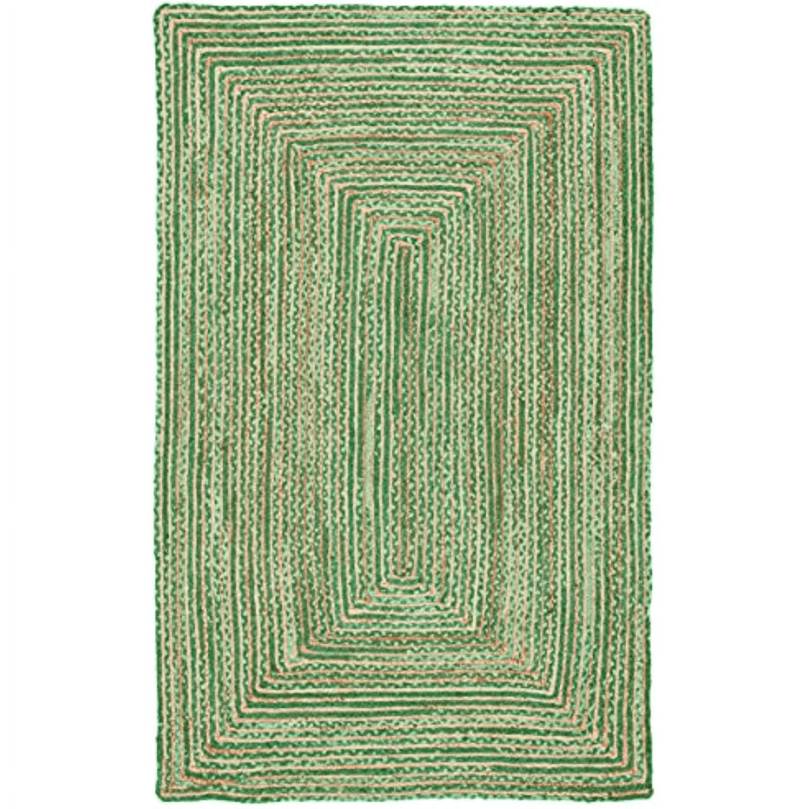 Handmade Green Cotton 6' x 9' Rectangular Area Rug
