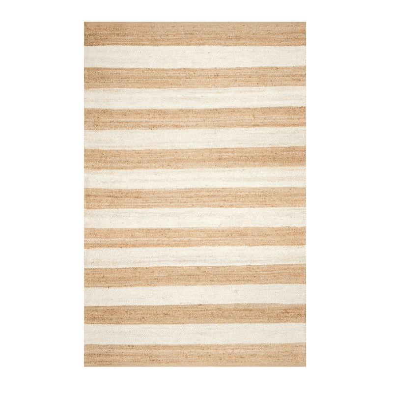 Jaipur Art And Craft Rectangle Hand Braided Jute White Strip Area Rug ...