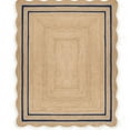 thumbnail image 1 of Jaipur Art And Craft Rectangle Reversible Bohemian Scallop Blue, Brown Jute Area Rug (9x10 Sq ft), 1 of 5