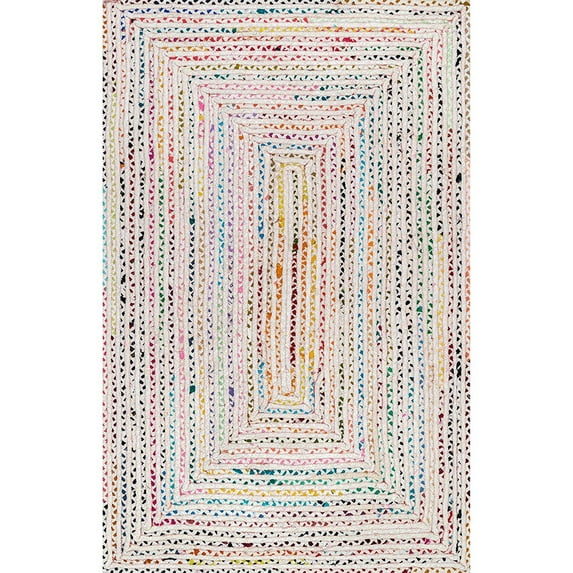 Jaipur Art And Craft Rectangular Braided Chindi Cotton Area Rug Reversible Carpet (6x9 Sq ft)