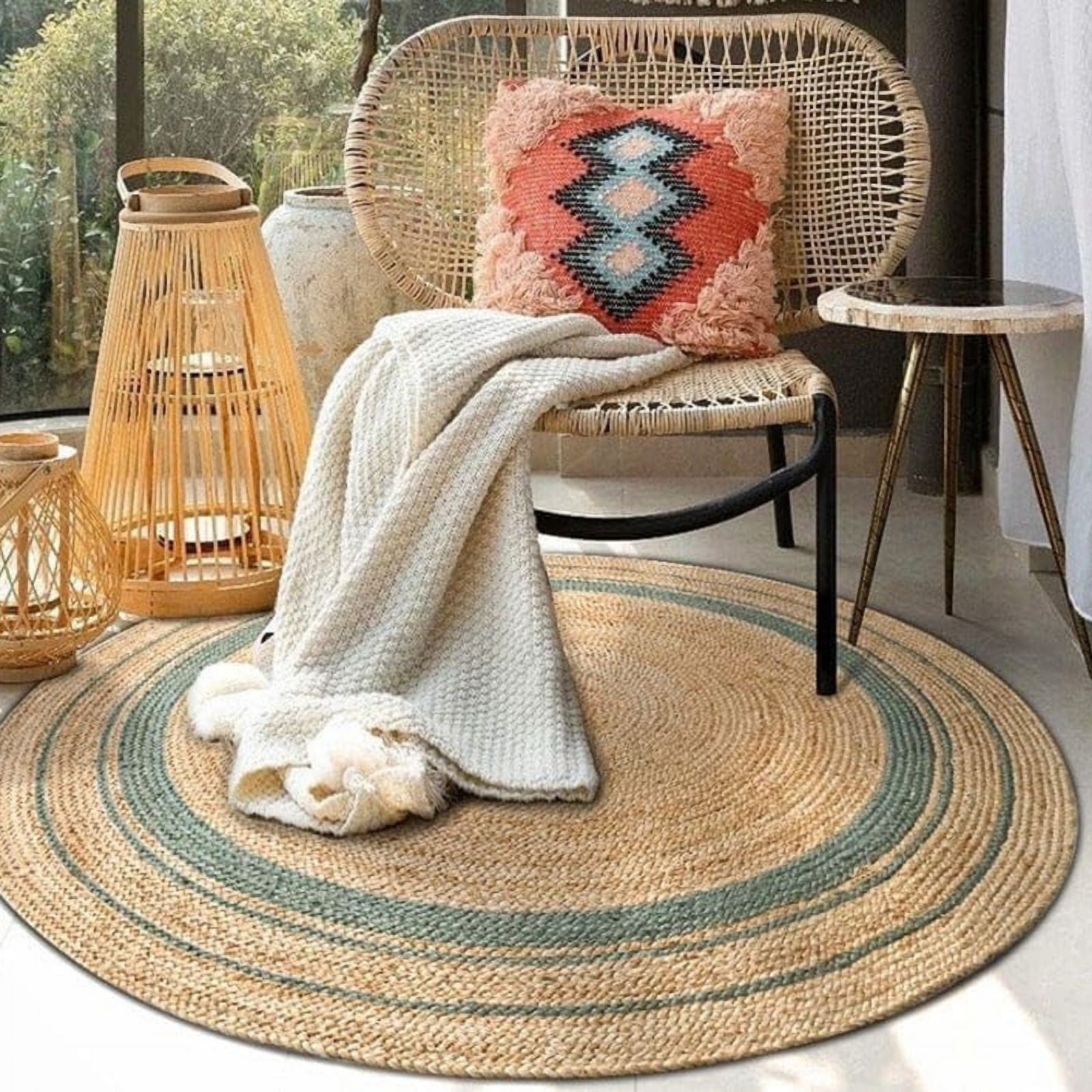 Jaipur Art And Craft Reversible Jute Rug New Design Handmade Braided Round Area Rug for Home Décor (9x9 Sq Ft)