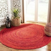 Jaipur Art And Craft Round Handmade Braided Reversible Carpet Bohemian Indian Cotton Indoor Area Rug (5x5 Sq Ft)