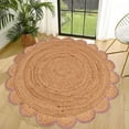 thumbnail image 1 of Jaipur Art And Craft Round Jute Area Rug Bohemian Style Rug Handmade Indian Natural Fiber New Design (9x9 Sq Ft), 1 of 5