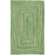 Jaipur Art And Craft Runner Green Braided Rug Handmade Chindi Jute Cotton Area Rug (2.6x8 Sq ft)