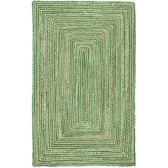 Jaipur Art And Craft Runner Green Braided Rug Handmade Chindi Jute Cotton Area Rug (3x5 Sq ft)