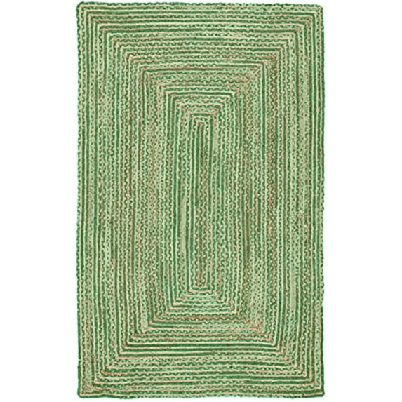 Jaipur Art And Craft Runner Green Braided Rug Handmade Chindi Jute Cotton Area Rug (9x12 Sq ft)
