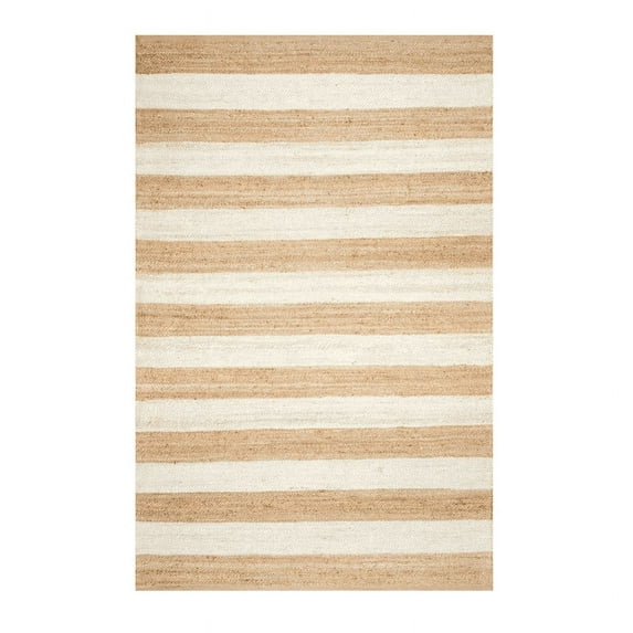 Jaipur Art And Craft Runner Hand Braided Jute White Strip Area Rug Floor Carpet (3x5 Sq ft)