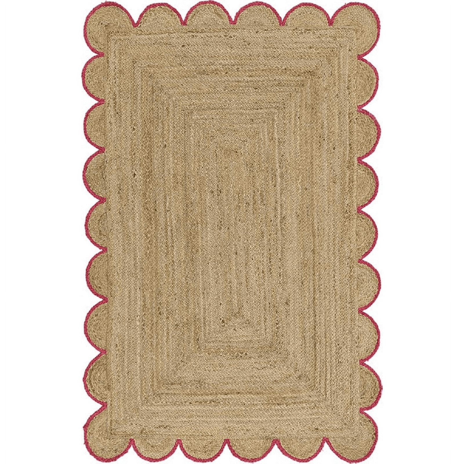 Jaipur Art And Craft Scalloped Hand Braided Beige Pink Border Runner ...