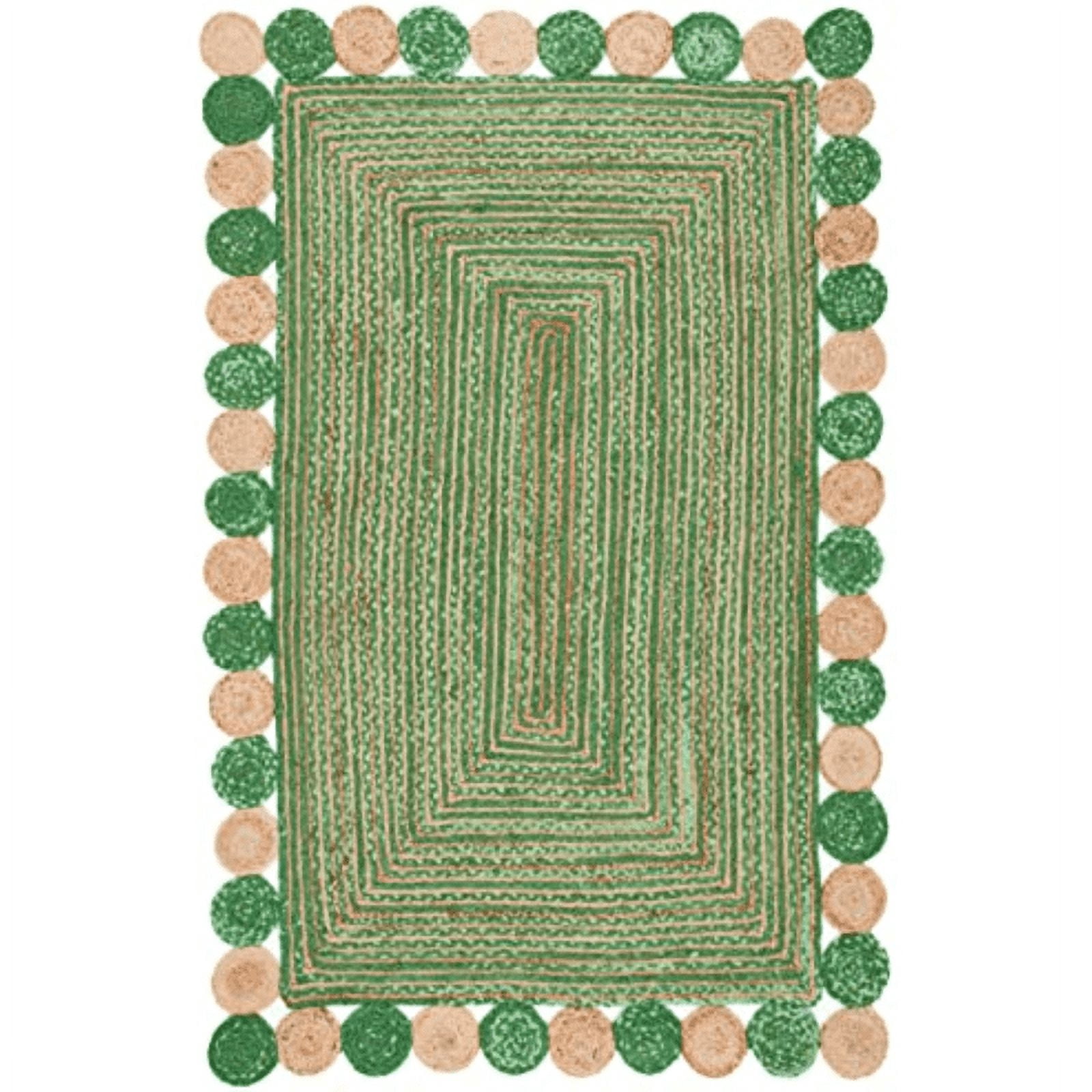 Jaipur Art And Craft Scalloped Jute Cotton Area Rug Hand Braided Eco Friendly Carpet (2x3 Sq ft)