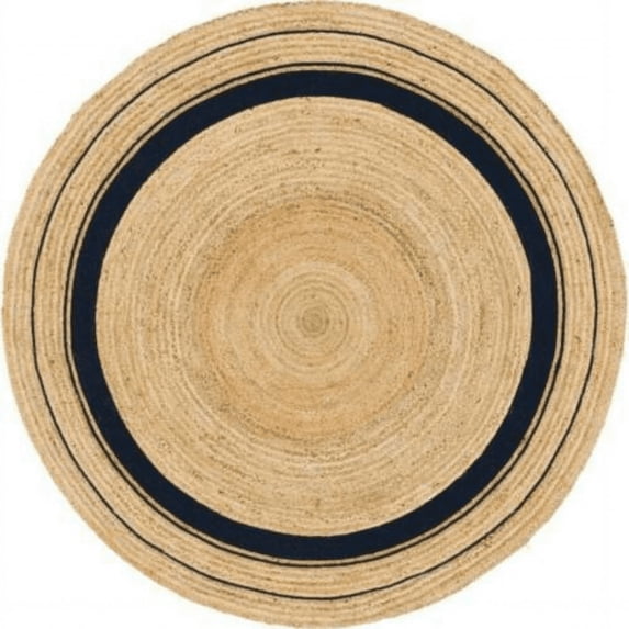 Jaipur Art And Craft Solid Jute Area Rug Handmade Round Natural Reversible Braided Carpet for Floor (10x10 Sq Ft)