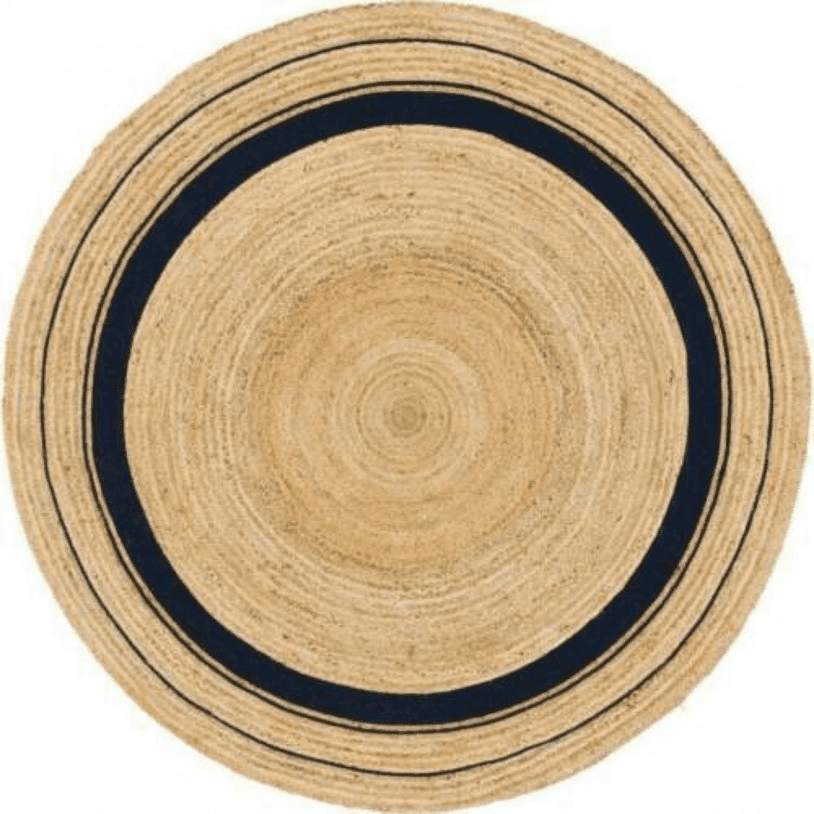 Jaipur Art And Craft Solid Jute Area Rug Handmade Round Natural Reversible Braided Carpet for Floor (5x5 Sq Ft)