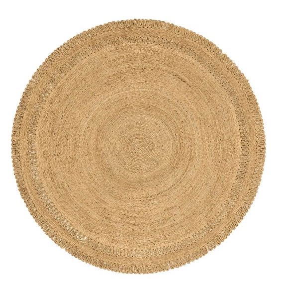 Jaipur Art And Craft Traditional 120x120 CM (4 x 4 Square feet)(46.80 x 46.80 Inch)Brown Round Jute AreaRug Carpet throw