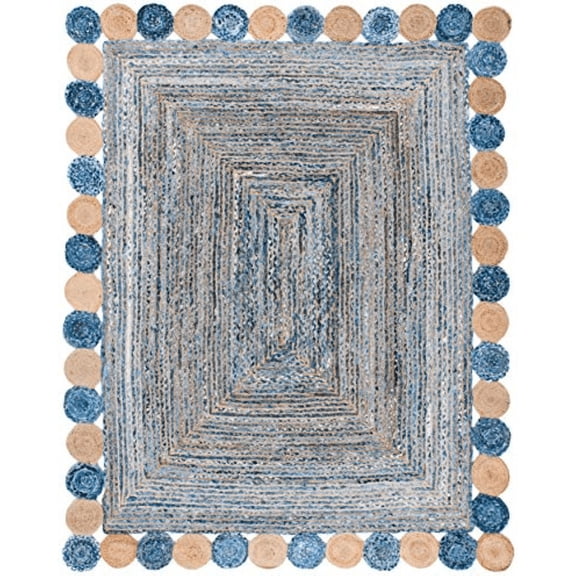 Jaipur Art And Craft Traditional Multi Color Jute Cotton Denim Rectangle Area Rug (2x3 Sq ft)