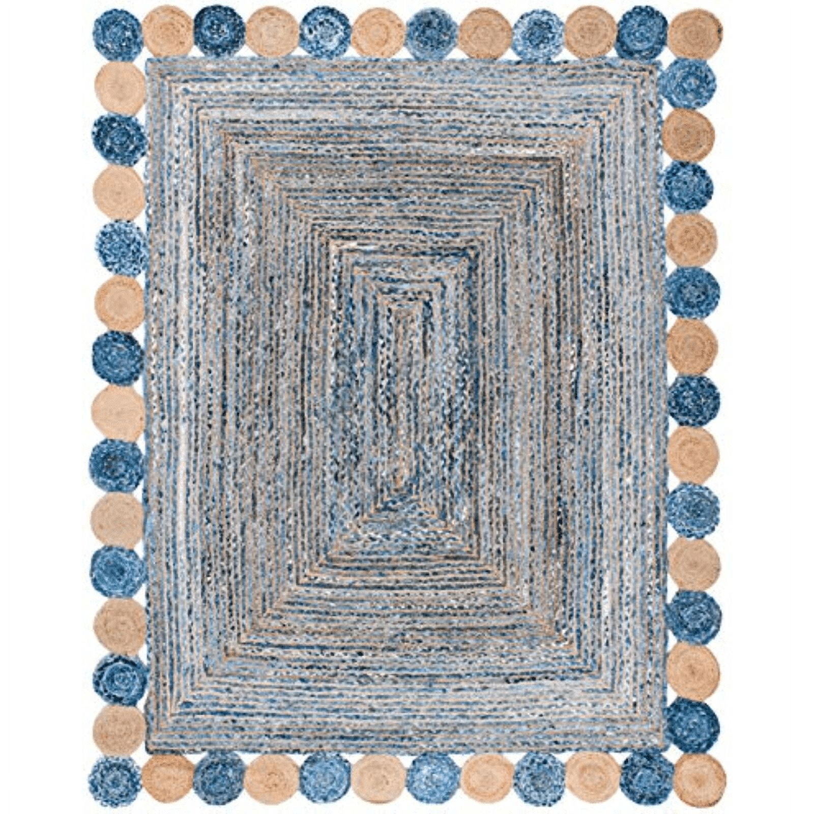 Jaipur Art And Craft Traditional Multi Color Jute Cotton Denim Rectangle Area Rug (2x6 Sq ft)