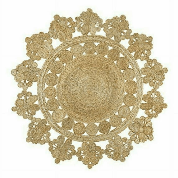 Jaipur Art And Craft Unique Design Round Reversible Natural Hand Braided Carpet Jute Strip Floor Area Rug (10x10 Sq Ft)