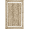 thumbnail image 1 of Jaipur Art And Craft White Border Handmade Rectangle Braided Reversible Jute Area Rug (4x6 Sq ft), 1 of 5
