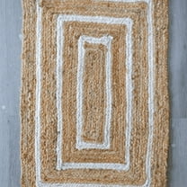 Jaipur Art And Craft White Border Jute Braided Reversible Carpet Kitchen Area Rug (2x3 Sq ft)