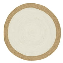 Jaipur Art And Craft braided 100x100 CM (3.33 x 3.33 Square feet)(39 x 39.00 Inch)Multicolor Round Jute AreaRug Carpet throw