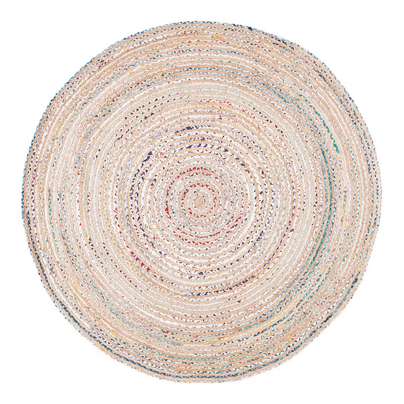 Jaipur Art And Craft natural color 180x180 CM (6 x 6 Square feet)(70.20 x 70.20 Inch)Multicolor Round Jute AreaRug Carpet throw