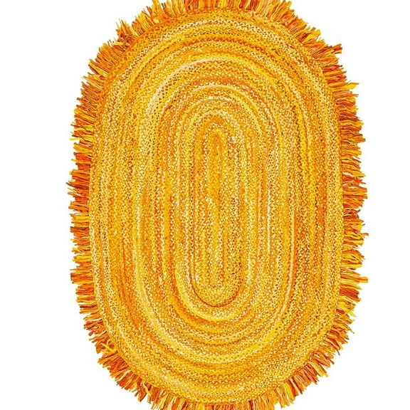 Jaipur Art And Craft Beautiful Hand Braided Bohemian Colorful Cotton Chindi Area Rug Oval Shape Carpet Rug Size - (2x3 Sq Feet), (24x36 Inches), (60x90 CM)