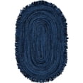 thumbnail image 1 of Jaipur Art And Craft Blue Color Bohemian Hand Braided Oval Cotton Area Rug Chindi Design Natural Carpet Rug Size - (10x14 Sq Feet), (120x168 Inches), (300x420 CM), 1 of 6