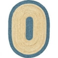 thumbnail image 1 of Jaipur Art And Craft Braided Oval Shape Handmade Jute Area Rug with Blue Border Design for Living Room Rug Size - (8x10 Sq Feet), (96x120 Inches), (240x300 CM), 1 of 6