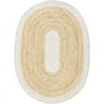 thumbnail image 1 of Jaipur Art And Craft Handmade Oval Shape Jute Area Rug with White Border Design for Living Room Rug Size - (4x6 Sq Feet), (48x72 Inches), (120x180 CM), 1 of 6