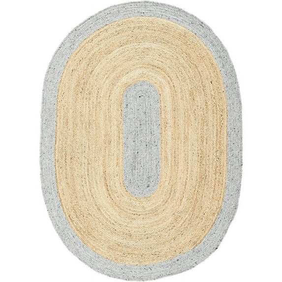 Jaipur Art And Craft Handmade Oval Shape Jute Braided Area Rug with Sage Border Design for Home Décor Rug Size - (9x12 Sq Feet), (108x144 Inches), (270x360 CM)