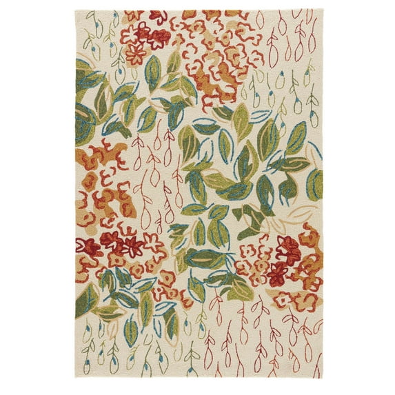Lauren Wan by Jaipur Living Veranda Indoor Outdoor Floral Multicolor White Area Rug