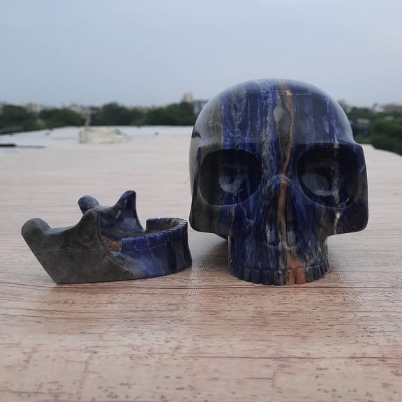 Jaipur Crystal Care Blue Sodalite Skull Decorative Stone (5.4 lb)