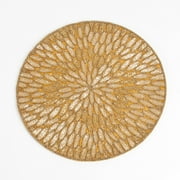 Jaipur Handmade Beaded Design 15-Inch Round Placemat - 1-Piece (Gold)