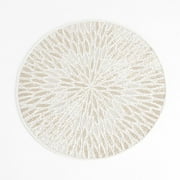 Jaipur Handmade Beaded Design 15-Inch Round Placemat - 1-Piece (White)