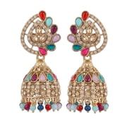 Jaipur Jewellery - Multicolor S Jhumka Earrings for Women Traditional Ethnic Pearl Drop Designer Jewellery for Wedding Party Wear