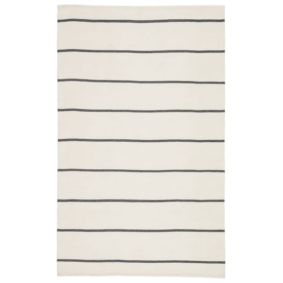 Jaipur Living Corbina Indoor Outdoor Stripes Ivory Black Area Rug 7'6"X9'6"
