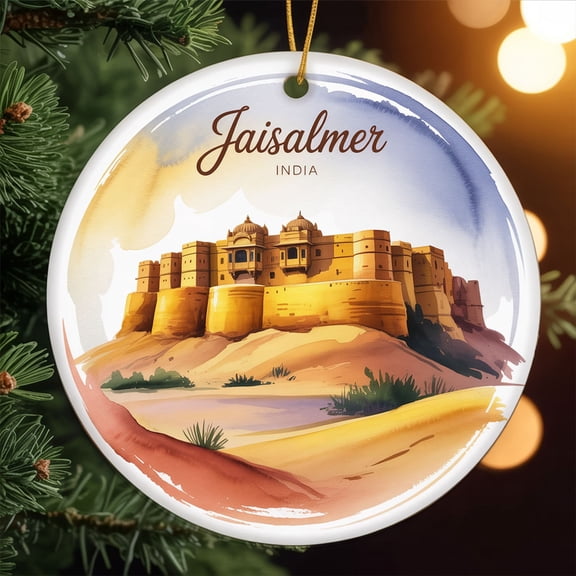 Jaisalmer Fort – Jaisalmer, India, Travel Ornament – Ceramic Ornament for Christmas Tree Decoration, Souvenir Gift for Travelers, Couples, Friends, Valentine Gifts 222OR13