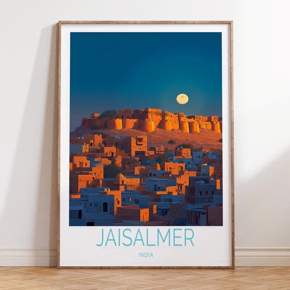 Jaisalmer India Exotic Desert Travel Wall Art, Unframed Canvas Size 16x24