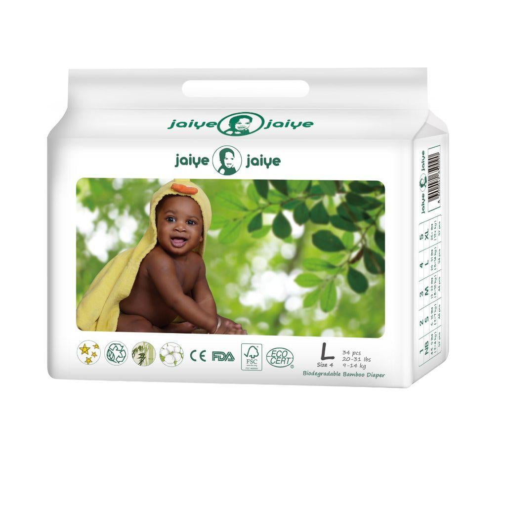 Jaiye - Ultra Premium Bamboo Baby Diapers Disposable - Biodegradable Baby Diapers – Large Size 4, 102 Count