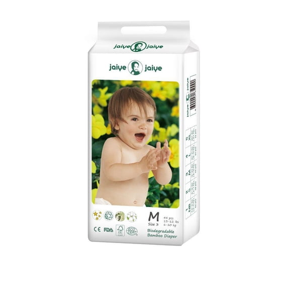 Jaiye - Ultra Premium Bamboo Baby Diapers Disposable - Biodegradable Baby Diapers – Medium Size 3, 144 Count